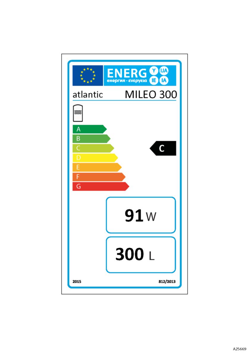 Préparateur d'eau chaude sanitaire au sol Mileo 300 classe énergétique C Réf 090882