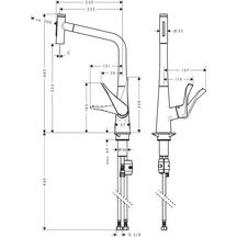 hansgrohe Metris Select M71 Mitigeur de cuisine 320, avec douchette extractible 2 jets, Chrome