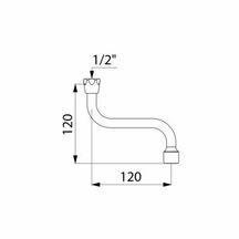 Bec horizontale avec aérateur + joint économiseur, femelle 15x21 largeur 120mm Réf : 940122