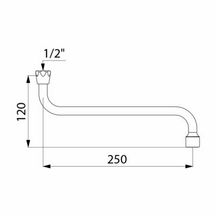 Bec horizontale avec aérateur + joint économiseur, femelle 15x21, largeur 250mm Réf : 940252