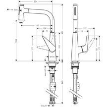 hansgrohe Talis Select M51 Mitigeur de cuisine 300 avec douchette extractible, 2jet, Aspect acier inox