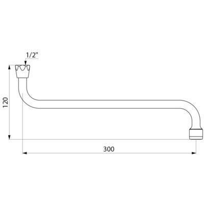 Bec horizontale avec aérateur + joint économiseur, femelle 15X21 largeur 300mm Réf : 940302