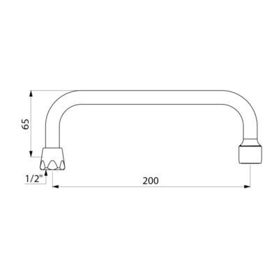 Bec dessus avec aérateur + joint économiseur, femelle 15x21 largeur 200mm Réf : 951202