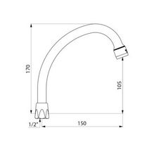 Col cygne avec aérateur + joint économiseur, femelle 15x21 largeur 150mm Réf : 960152