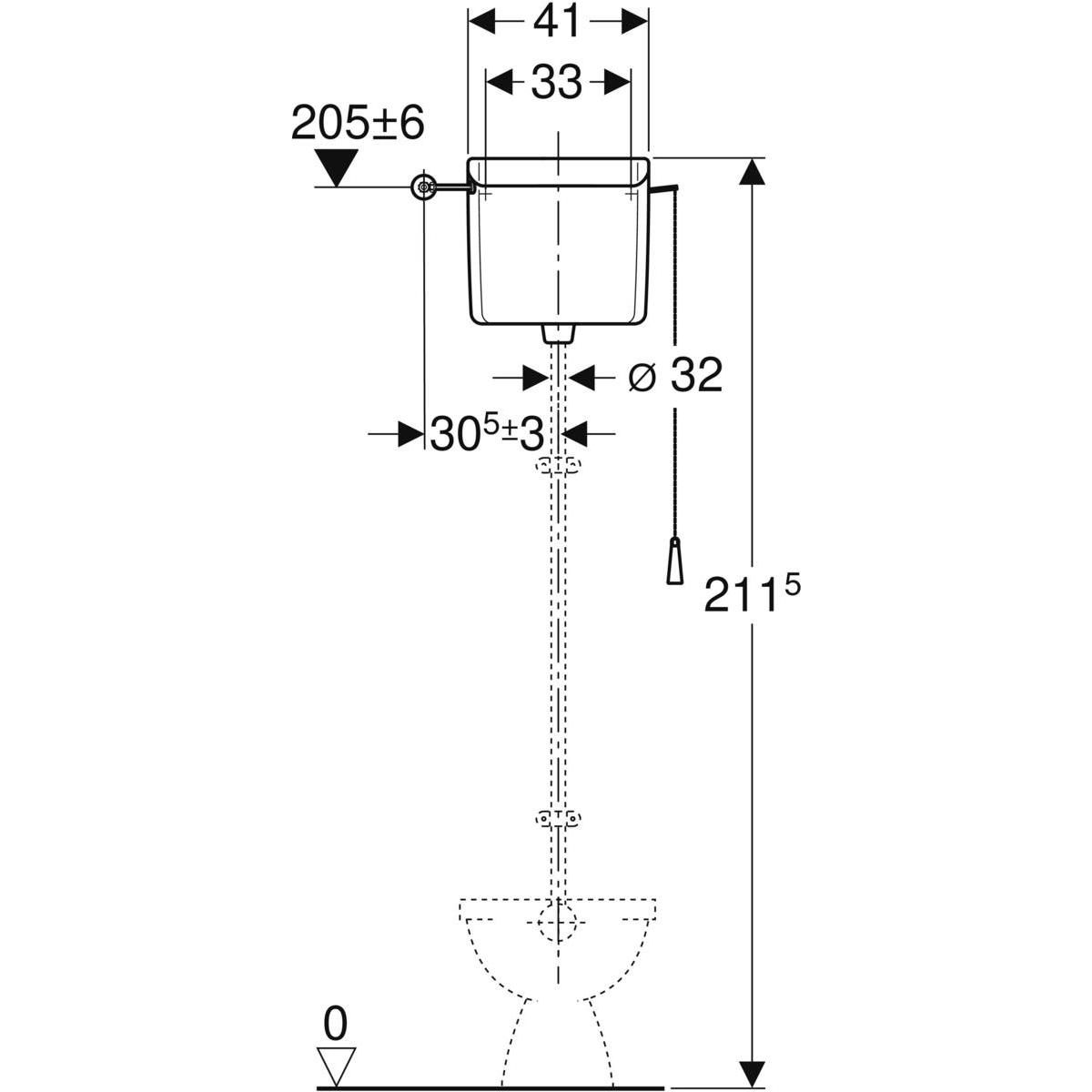 Réservoir 6 / 9 litres à chaînette Réf. 123.700.11.1