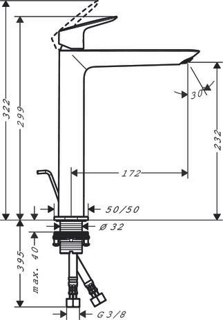 hansgrohe Logis Mitigeur de lavabo 240 Fine avec tirette et vidage, Noir mat