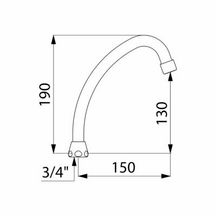 Col cygne avec aérateur + joint économiseur, femelle 20x27 largeur 150mm Réf : 965152