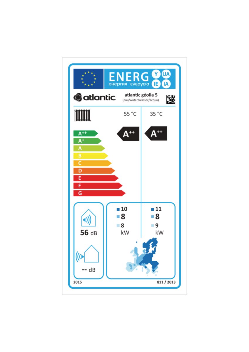 Pompe à chaleur Geolia 5 Classe énergétique A+++ Réf 522452