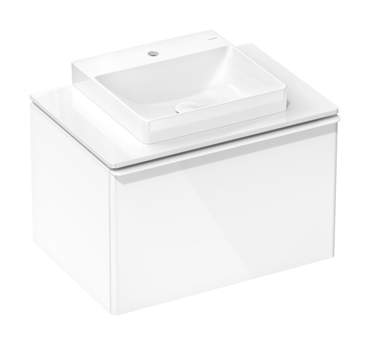 hansgrohe Xelu Q Plan stratifié 780/550 percé au centre pour lavabo Xelu Q 500/480, Blanc brillant