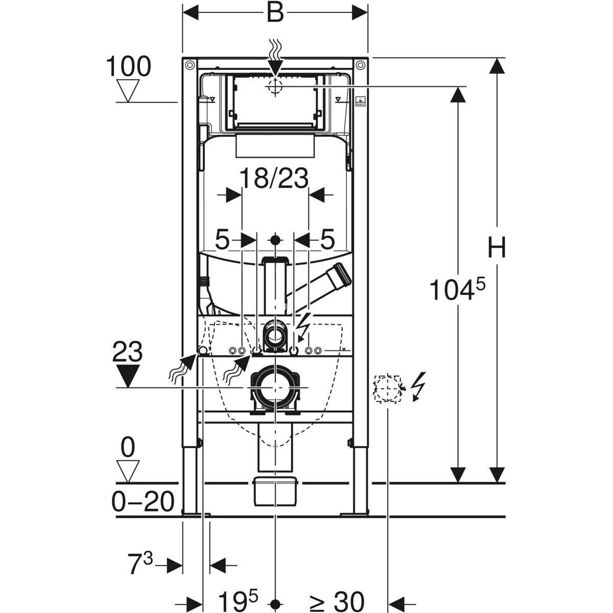 Bâti-support DUOFIX avec réservoir encastré UP320 pour plaques Danceline, avec aspiration des odeurs réf. 111364005