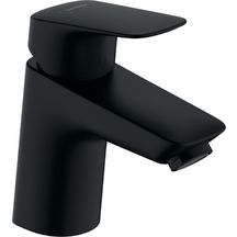 hansgrohe Logis Mitigeur de lavabo 70 CH3 CoolStart, avec tirette et vidage synthétique, Noir mat