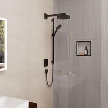 hansgrohe Rainfinity Set de douche 130 3jet avec barre de douche S Puro 90 cm, Push slider, flexible DesignFlex 160 cm, Noir mat