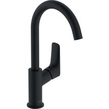 hansgrohe Logis Mitigeur de lavabo 210 bec haut avec tirette et vidage synthétique, Noir mat