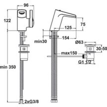 Mitigeur de lavabo WATERFALL monotrou avec bec fixe, chromé réf. B8630AA