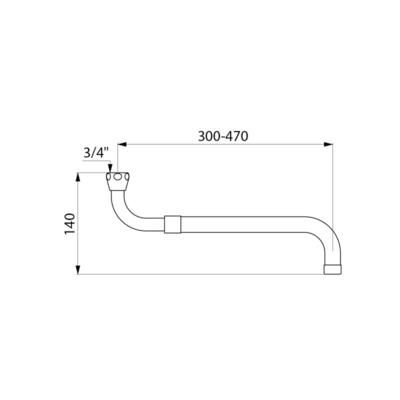 Bec télescopique F 20 x 27 L 300 - 470 réf. 966380