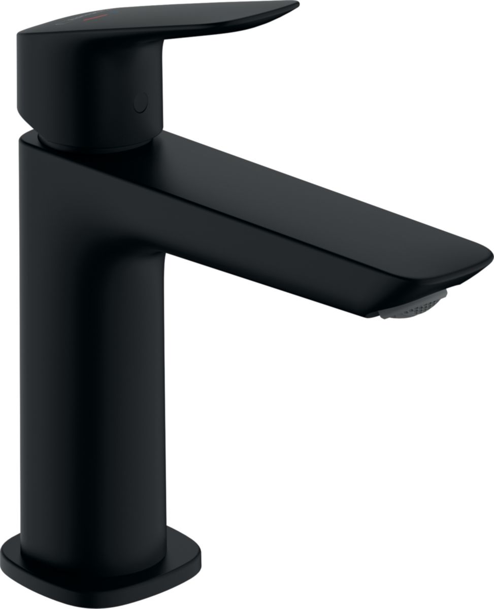 hansgrohe Logis Mitigeur de lavabo 110 Fine CoolStart avec tirette et vidage, Noir mat