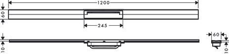 hansgrohe RainDrain Flex Caniveau de douche linéaire 1200 découpable pour montage libre, Noir chromé brossé