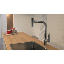 hansgrohe Talis Select M51 Mitigeur de cuisine 300, avec douchette extractible 1 jet, Aspect acier inox