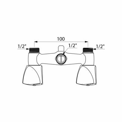 Mélangeur douche avec tête à clapet, mâle 15 x 21, entraxe 100 mm : réf. D2481