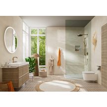 hansgrohe Xelu Q Meuble bas pour plan vasque 980/475 avec 2 tiroirs, caisson Chêne clair naturel, Finition de la poignée: Blanc mat