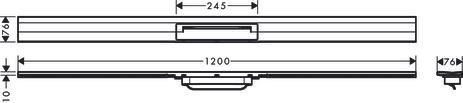 hansgrohe RainDrain Flex Caniveau de douche linéaire 1200 à découper pour installation contre le mur, Noir chromé brossé