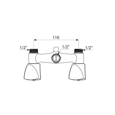 Mélangeur douche chromé pour échange-standard avec tête à clapet Long-Life, mâle 15 x 21, entraxe 110 mm : réf. D2470