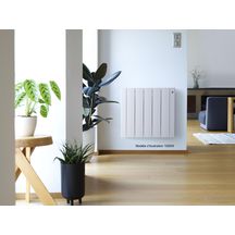 Radiateur électrique Acova Volga Plus , Régulation digitale + œil NF Perf, puissance 1500W, hauteur 575 mm , largeur 928 mm , 8 éléments , Blanc RAL 9010 Réf. TAMH-150-093/CF