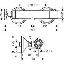 AXOR Montreux Mitigeur thermostatique de douche avec poignée croisillon, Aspect doré poli