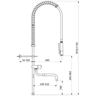 Combiné grande cuisine femelle 20 x 27 + bec sans robinet : réf. 433220