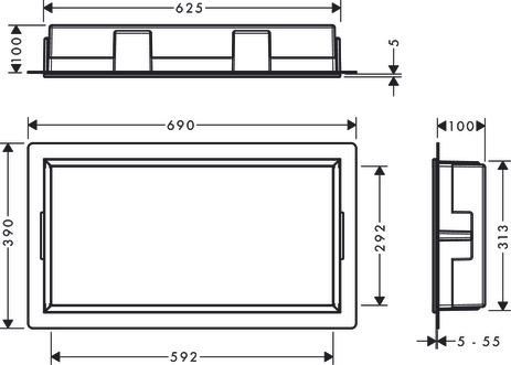 hansgrohe XtraStoris Original Niche murale 300/600/100 avec cadre intégré, Blanc mat