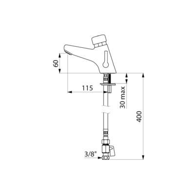 Mitigeur temporisé pour lavabo Tempomix 2 avec anti-blocage à bouton-poussoir + robinets d'arrêts droits : réf. 700001