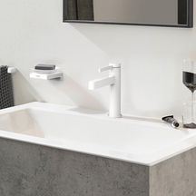 hansgrohe Finoris Mitigeur de lavabo 110 avec tirette et vidage, Blanc mat