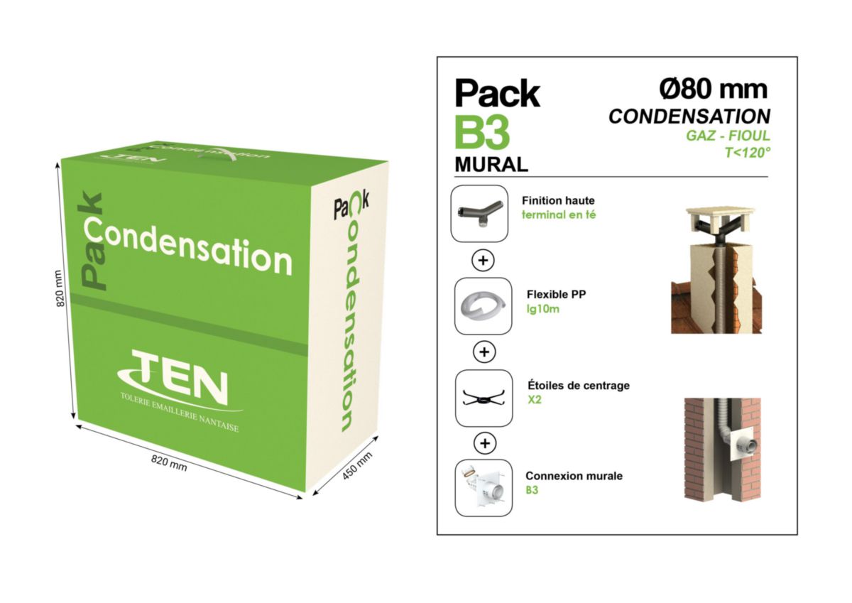 Pack B3 Condens80 (10 m PPFLEX + PMURAL B3 + Termin T) Réf 444389