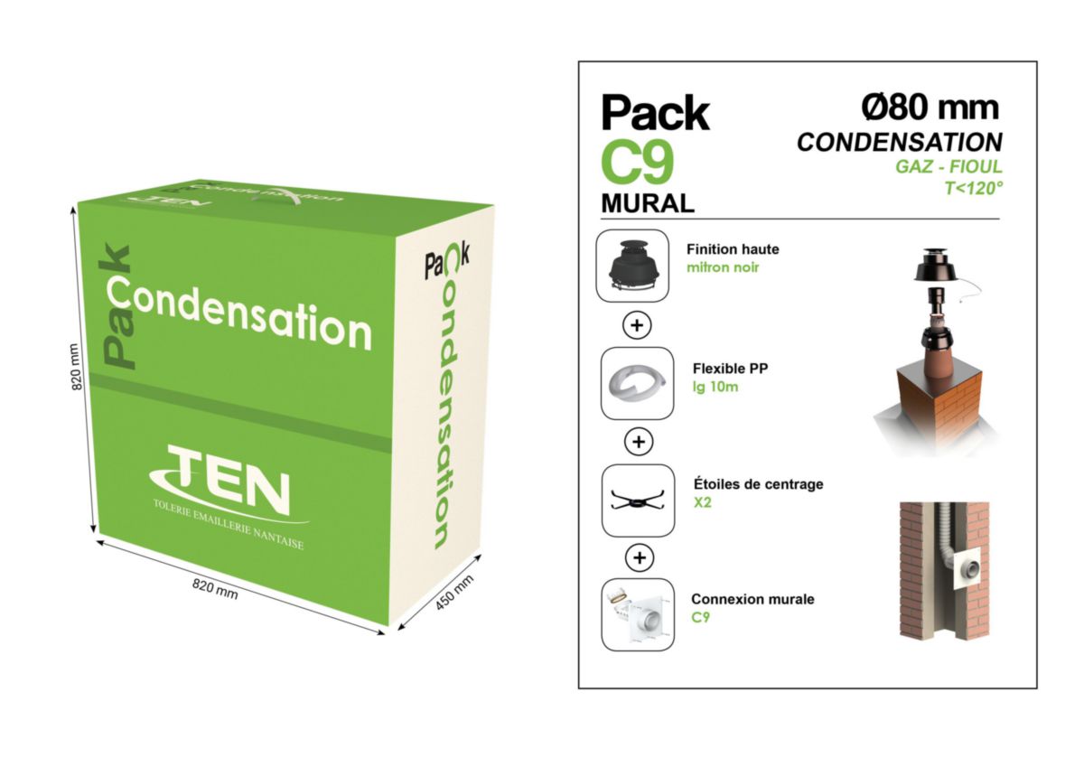 Pack C9 Condens80 (10 m PPFLEX + PMURAL C9 + Mitron N) Réf 444985