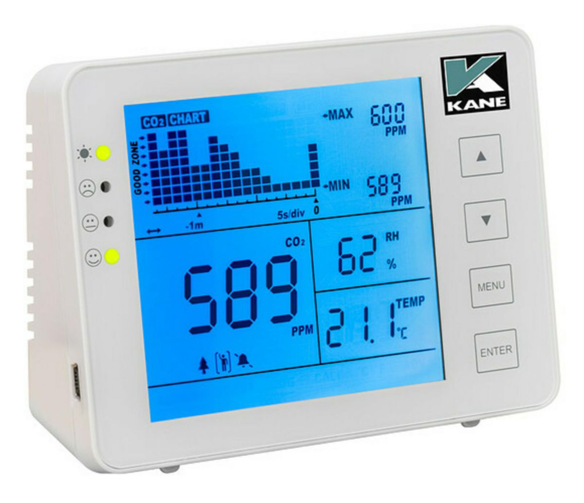 Indicateur de CO2 ambiant et de la qualité de l'air, température et humidité relative