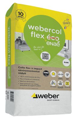 Mortier-colle Weber.col flex enaé blanc 25kg Réf 11101654 (ex Flex éco)