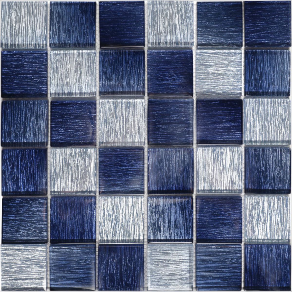 Faïence Barwolf Glamour safin bleu chip mosaïque 4,8 x 4,8 cm 29,8 x 29,8 cm GL-17008