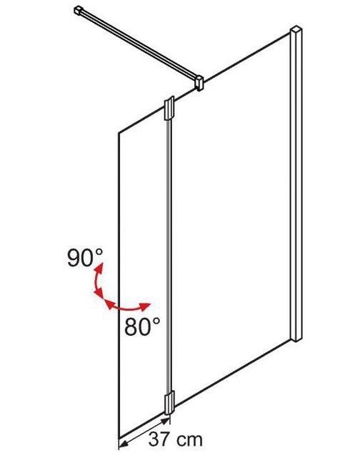 Paroi de douche porte pivotante pour giada h verre trempe transpent chrome réf GIADAHA371K
