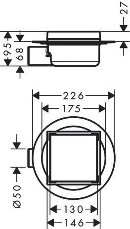 hansgrohe RainDrain Spot Siphon de douche 150/150 carrelable, Acier inoxydable brossé