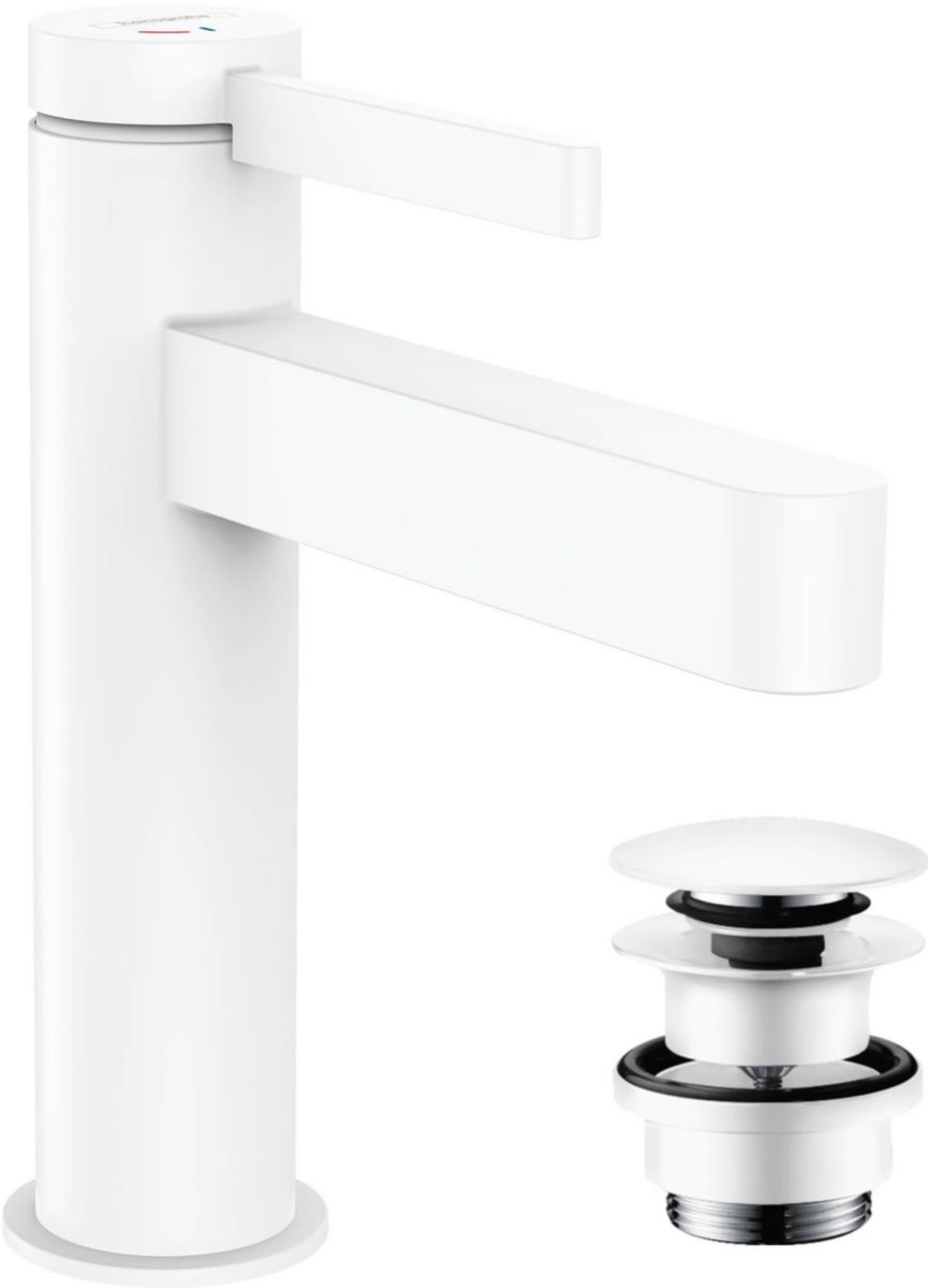 hansgrohe Finoris Mitigeur de lavabo 110 CoolStart, bonde Push-Open, Blanc mat