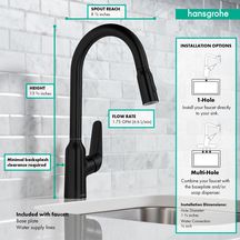 hansgrohe Focus M42 Mitigeur de cuisine 220, avec douchette extractible 2 jets, Chrome