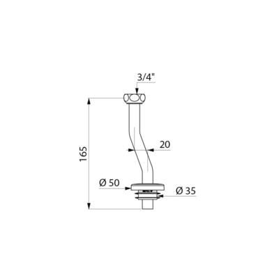 Tubulure d'alimentation femelle 20 x 27 diamètre 35 pour urinoirs siphonique ALLIA : réf. 759000