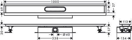 hansgrohe uBox universal Set complet pour installation faible hauteur des caniveaux Raindrain Match ou Rock - 100 cm