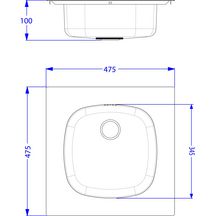 Evier à encastrer ÉCO  1 cuve Ø450  inox 18/10 nu, sans vidage, Satiné