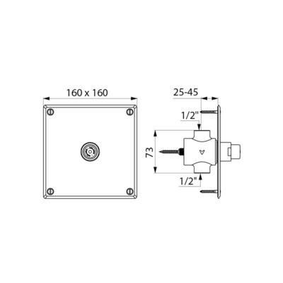 Robinet temporisé Tempostop encastré pour tout type d'urinoir 15 x 21 avec plaque inox satiné 160 x 160 : réf. 779427