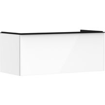 hansgrohe Xelu Q Meuble bas 1180/550 pour lavabo à poser Xelu Q avec 1 tiroir, caisson Blanc brillant, Finition de la poignée: Noir mat