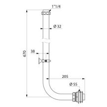 Tube coudé de chasse pour cuvette WC diamètre 32 femelle 33 x 42 laiton chromé : réf. 766001