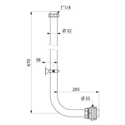 Tube coudé de chasse pour cuvette WC diamètre 32 femelle 33 x 42 laiton chromé : réf. 766001