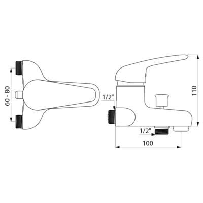 Mitigeur bain-douche inverseur automatique, cartouche céramique 60 - 80 Chromé réf. 2508