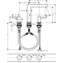 hansgrohe Finoris Mélangeur de lavabo 3 trous 160, bonde Push-Open, Blanc mat